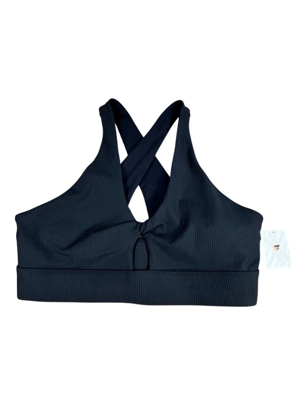NEW Fabletics Oasis Twist Rib Sports Bra XL Black High Support Activewear Padded